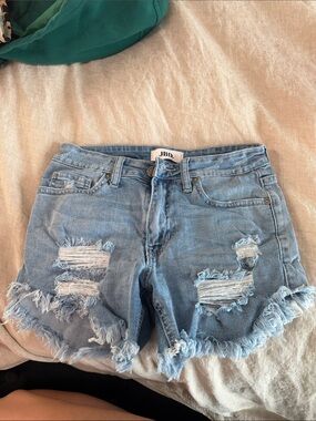 Light Blue Distressed Denim Jean Shorts for Women